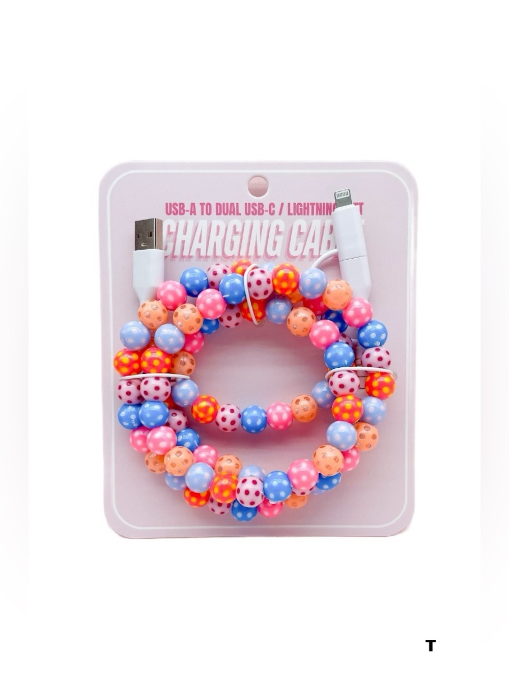 TIK TOK BEADED DUAL USB FAST CHARGING CABLE
